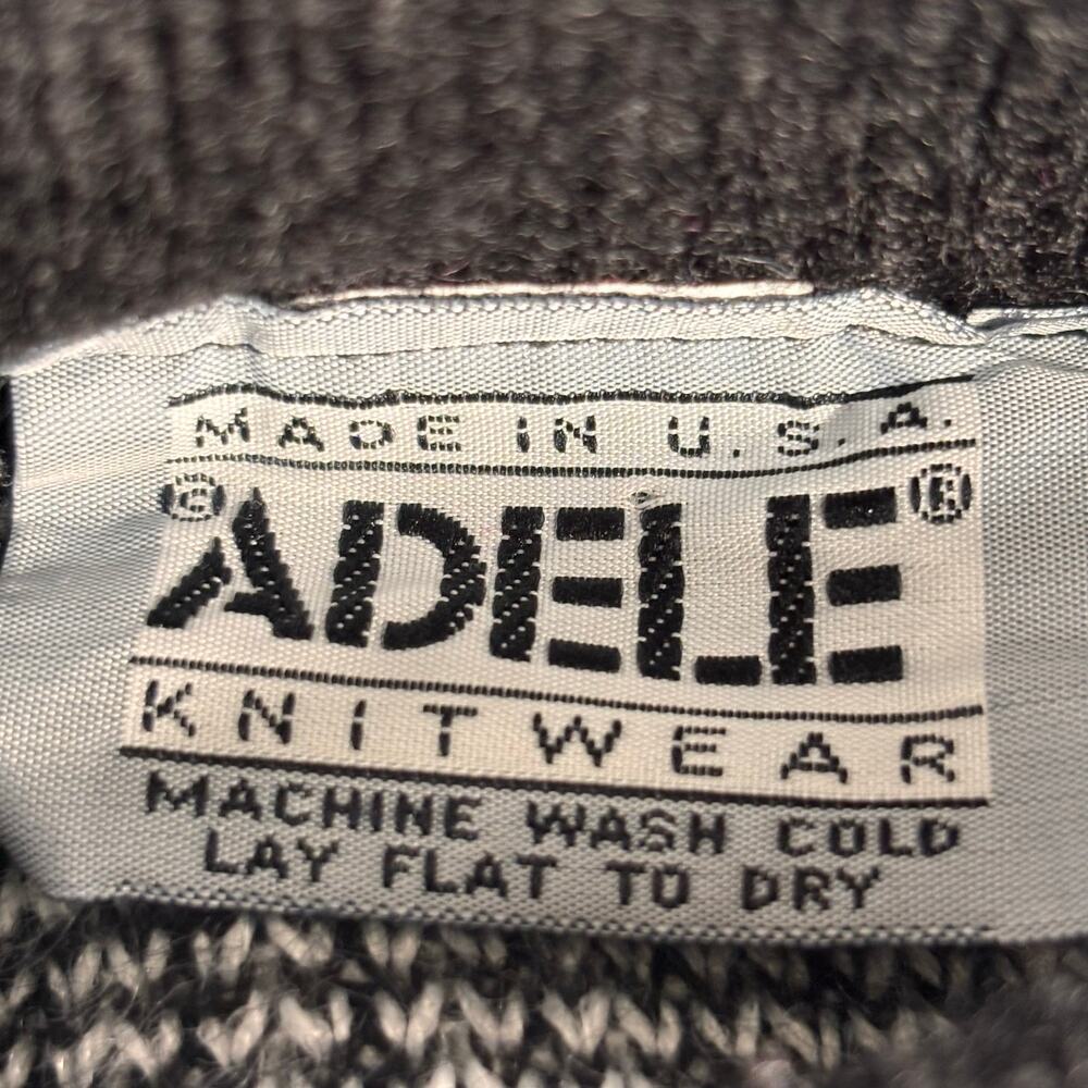 Vintage Adele Knitwear Black White Teddy Bear Sweater Pullover 90s Made in USA - Picture 7 of 10